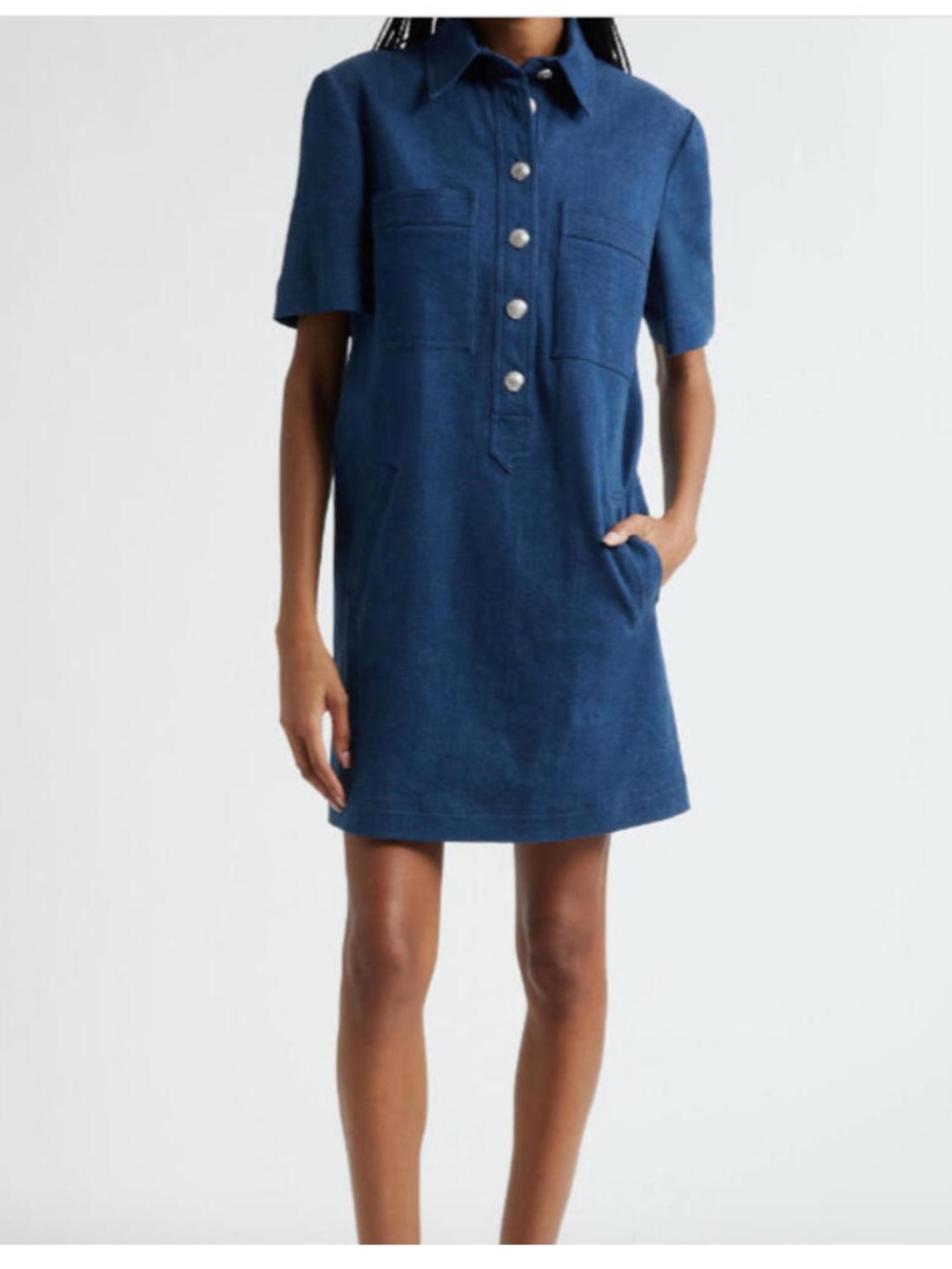 NWT Veronica Beard Koulis Short Sleeve Denim Dress Shirtdress, Size 0